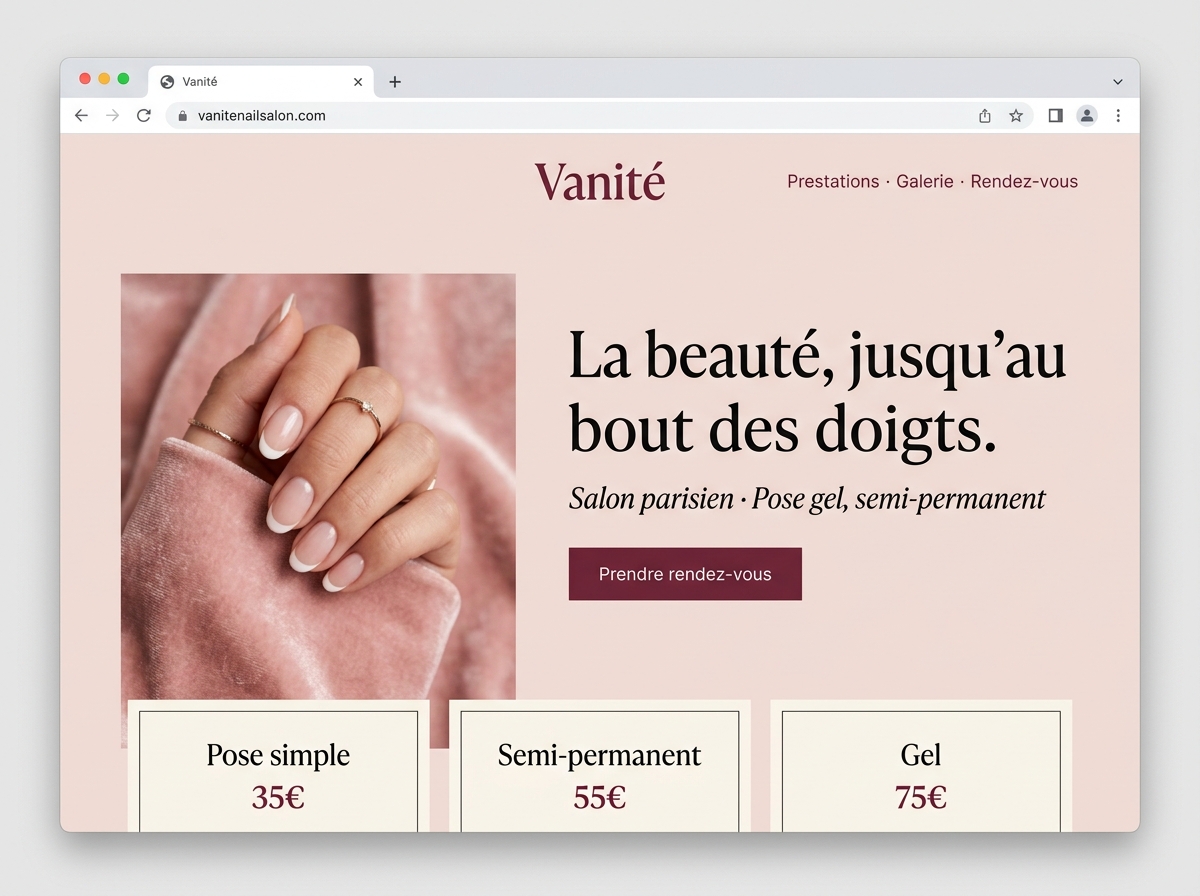 Modèle de site salon de pose d'ongles
