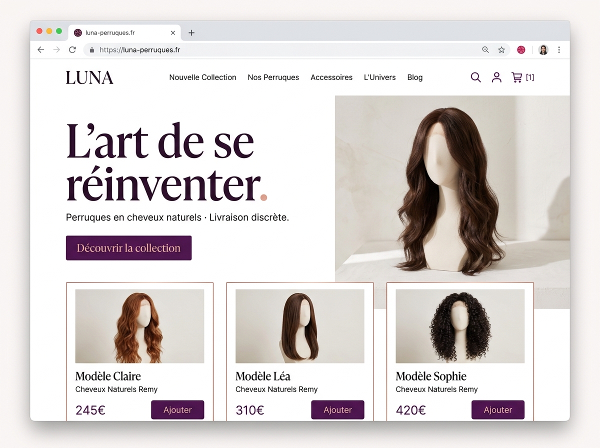 Modèle de site boutique vente de perruques