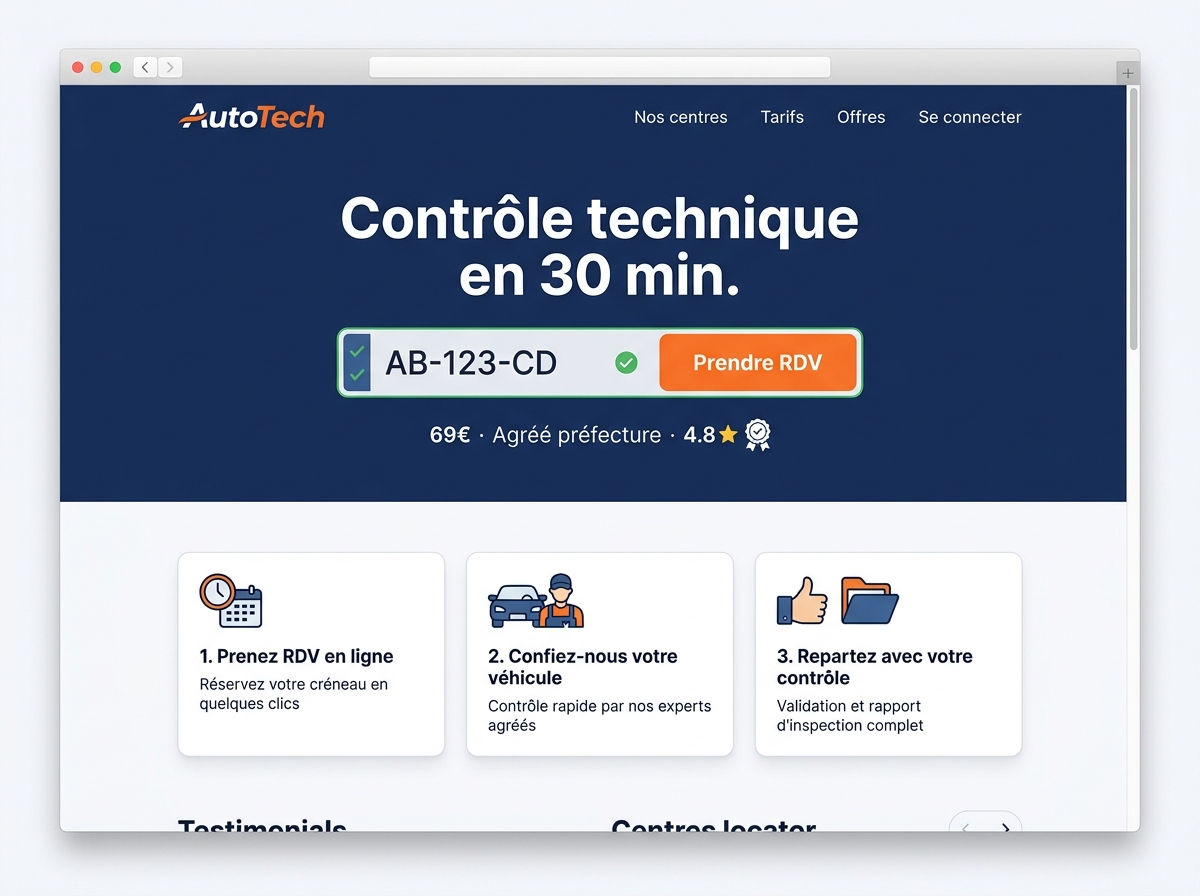 Modèle de site centre de contrôle technique auto
