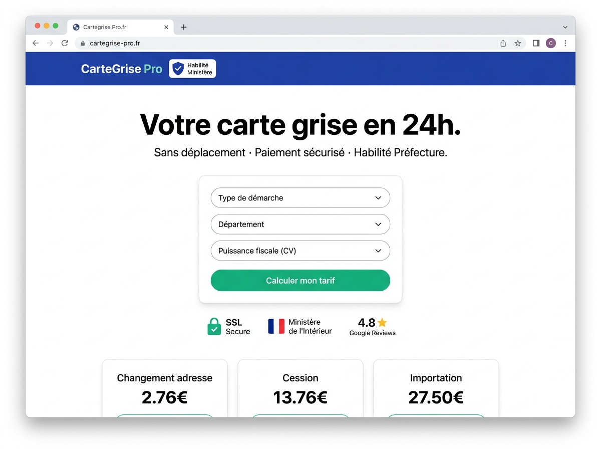 Modèle de site service carte grise en ligne